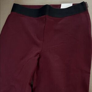 Burgundy Pants with Black Waistband